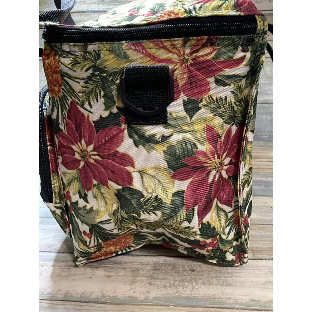 Insulated‎ Lunch Bag Leak-proof Thermal Cooler Tote Floral Holiday Green Red NEW